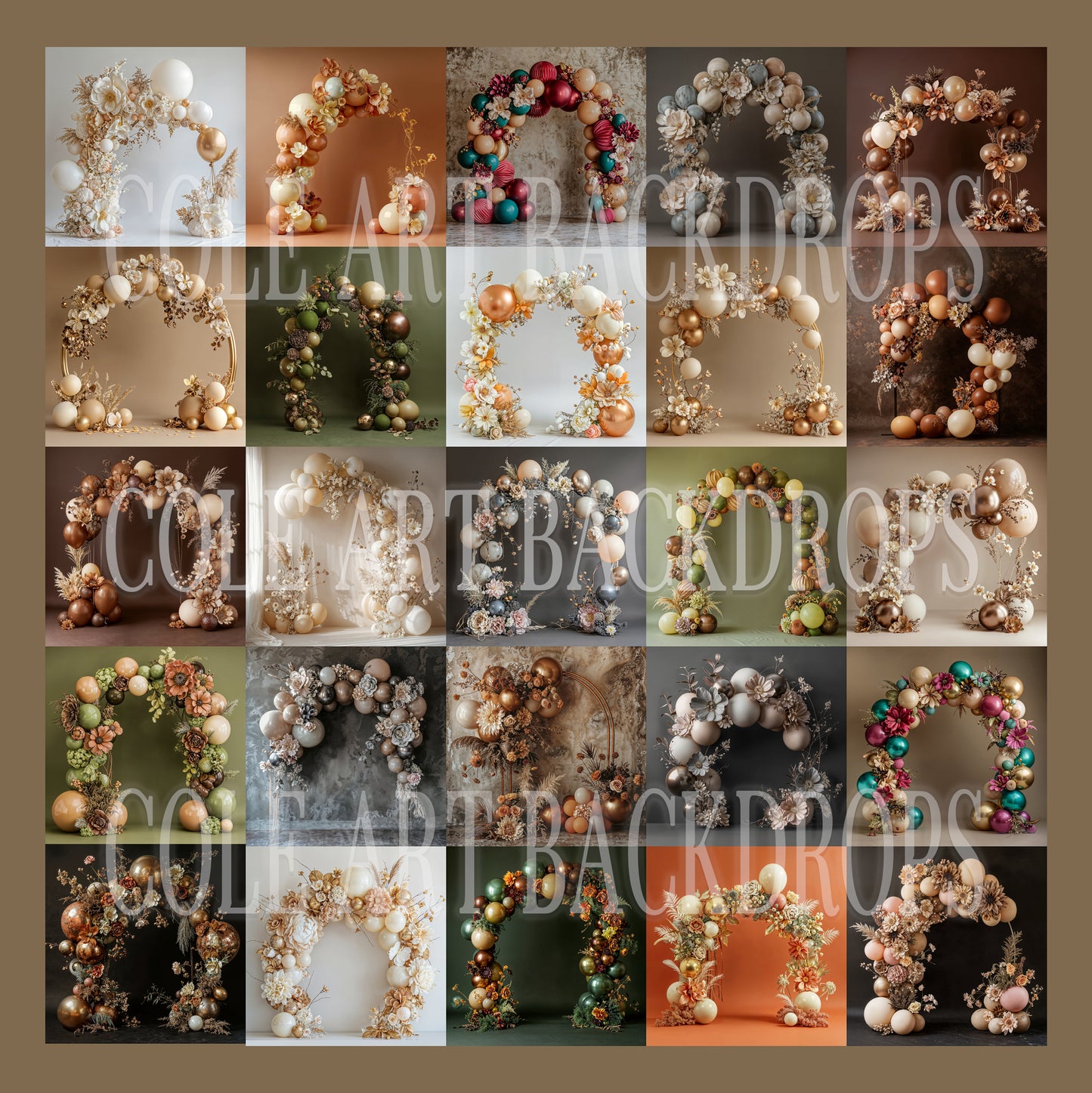 Balloon Floral Arch Digital Backdrop Set