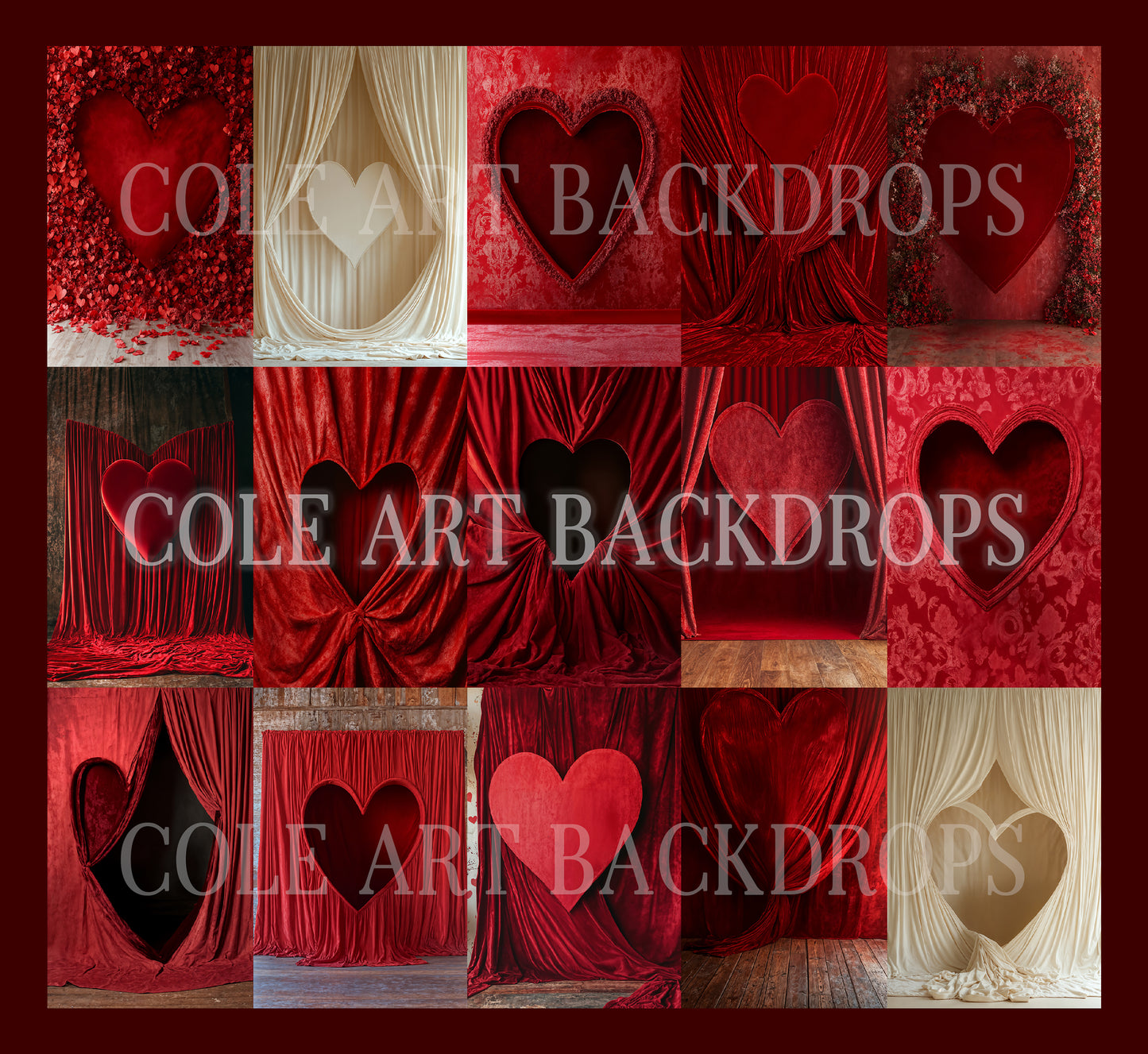 Oh My Heart Set Digital Backdrops,Valentine Backdrops Set