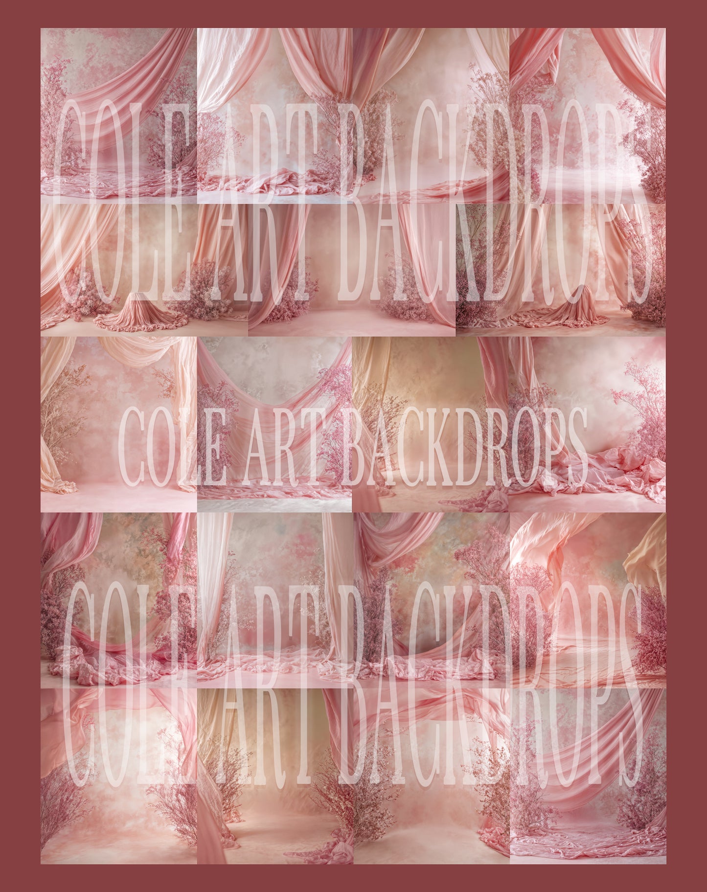 Pink Drapes Digital Backdrop Set