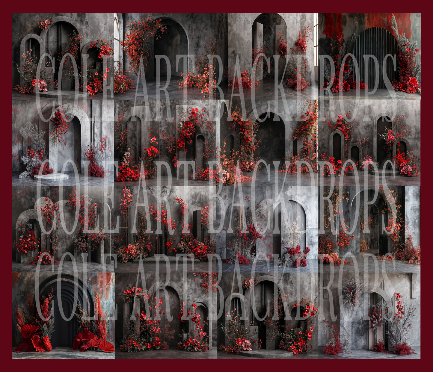 Red Installation Digital Backdrops Set