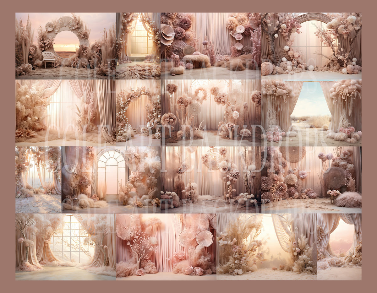 Pink Dream Boho Set Digital Backdrops, Maternity Backdrop Overlays, St ...