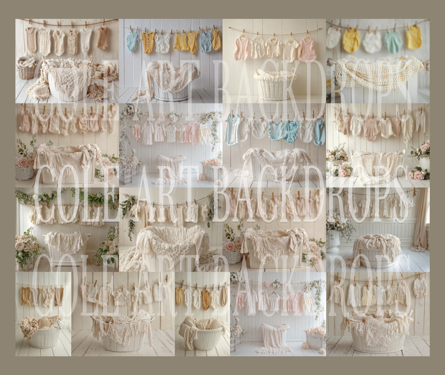 Laundry Day Baby Digital Backdrops, Newborn Props, Newborn Backdrops Set