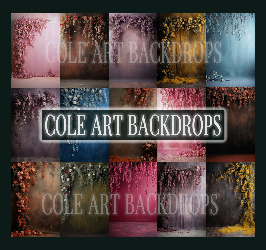 Hanging Floral Canvas Color Set, Digital Backdrops, Maternity Backdrop ...