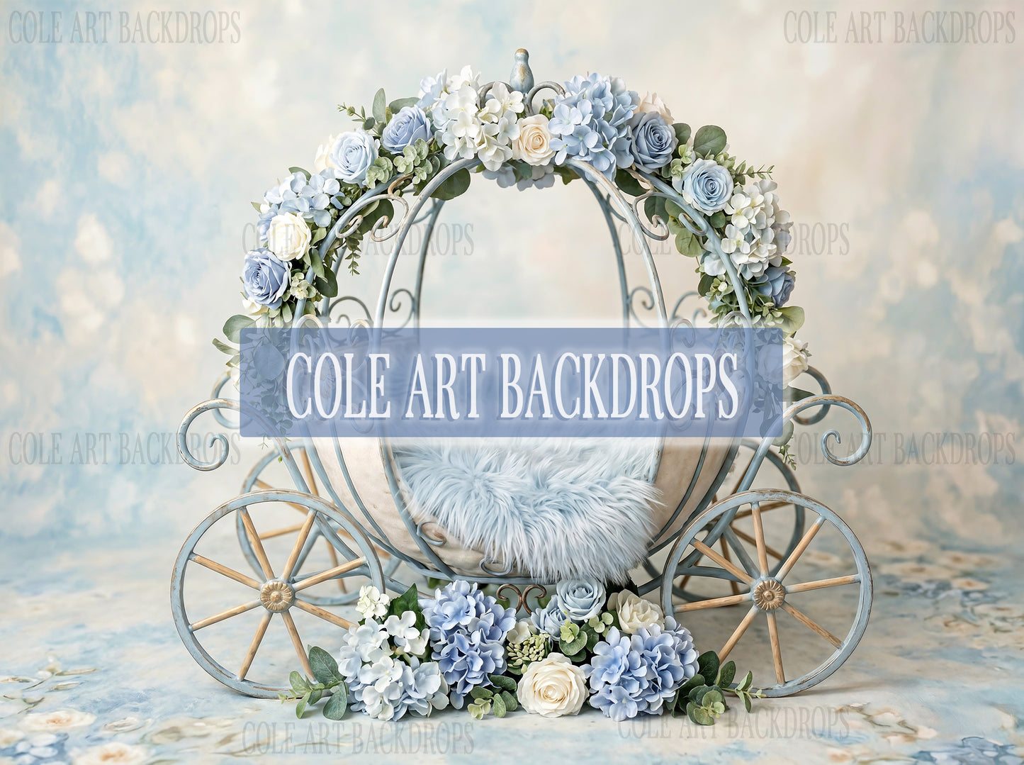 Blue Carriage One, Newborn Digital Backdrops, Baby Backdrop, Newborn Background