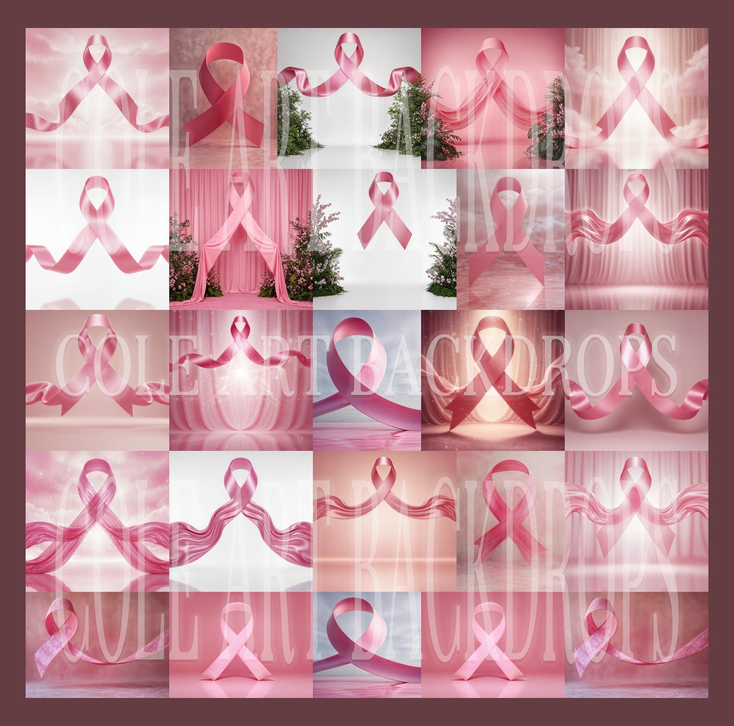 Breast Cancer Awareness Digital Backdrop Set