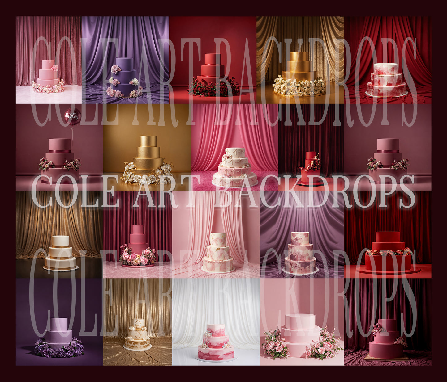 Cake Topper Digital Backdrop Set