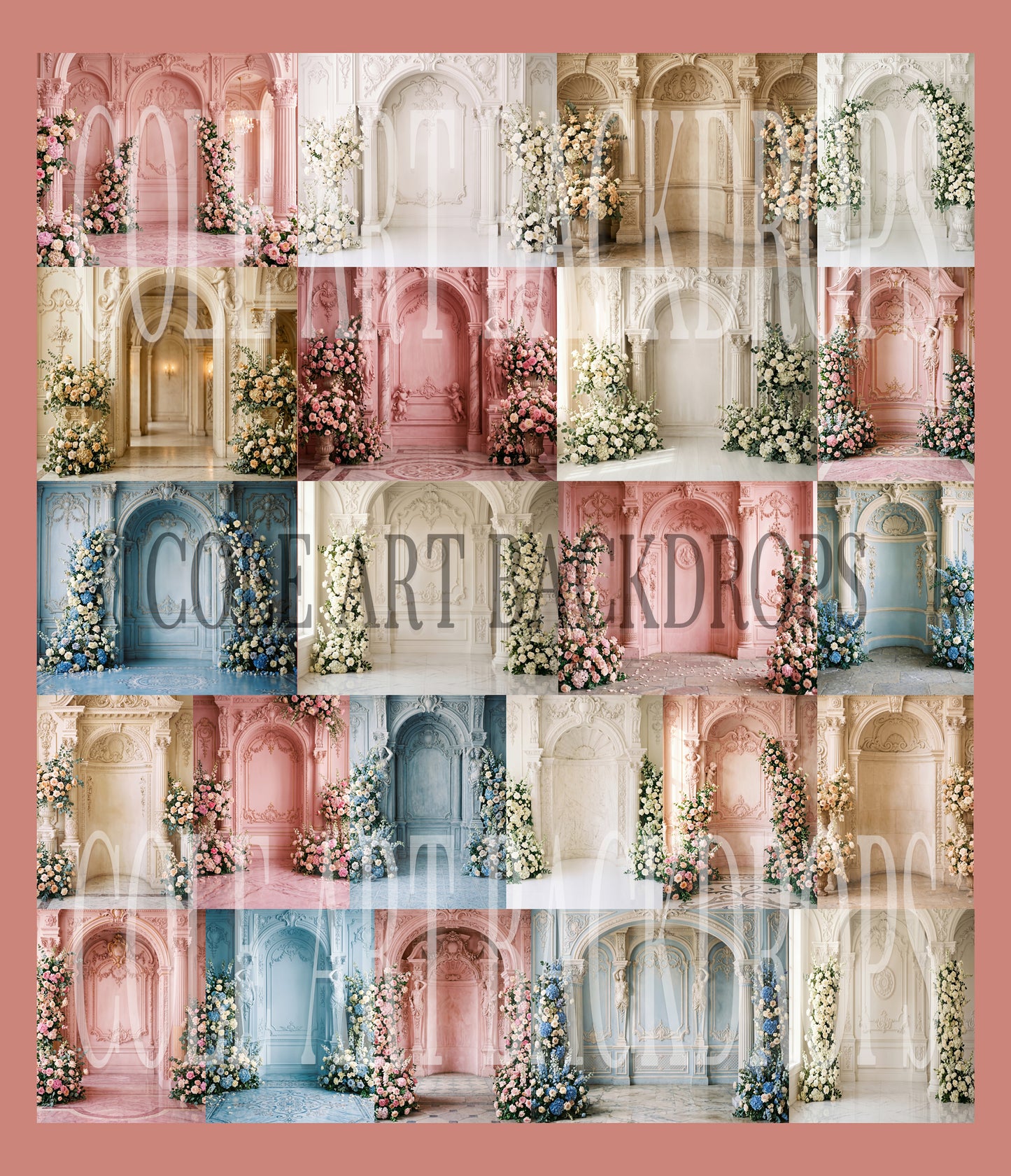 Floral Stone Digital Backdrop Set