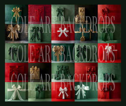 Conjunto de fondo digital de cajas de regalo