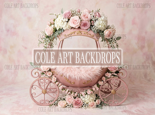 Pink Carriage One, Newborn Digital Backdrops, Baby Backdrop, Newborn Background