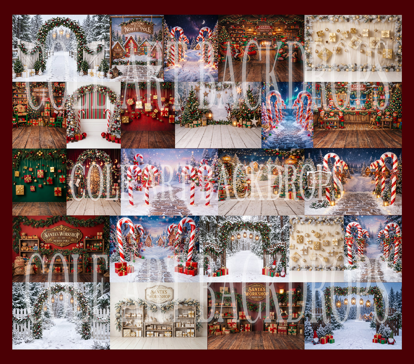 Cenários digitais coloridos de Natal, conjunto de cenários de Natal