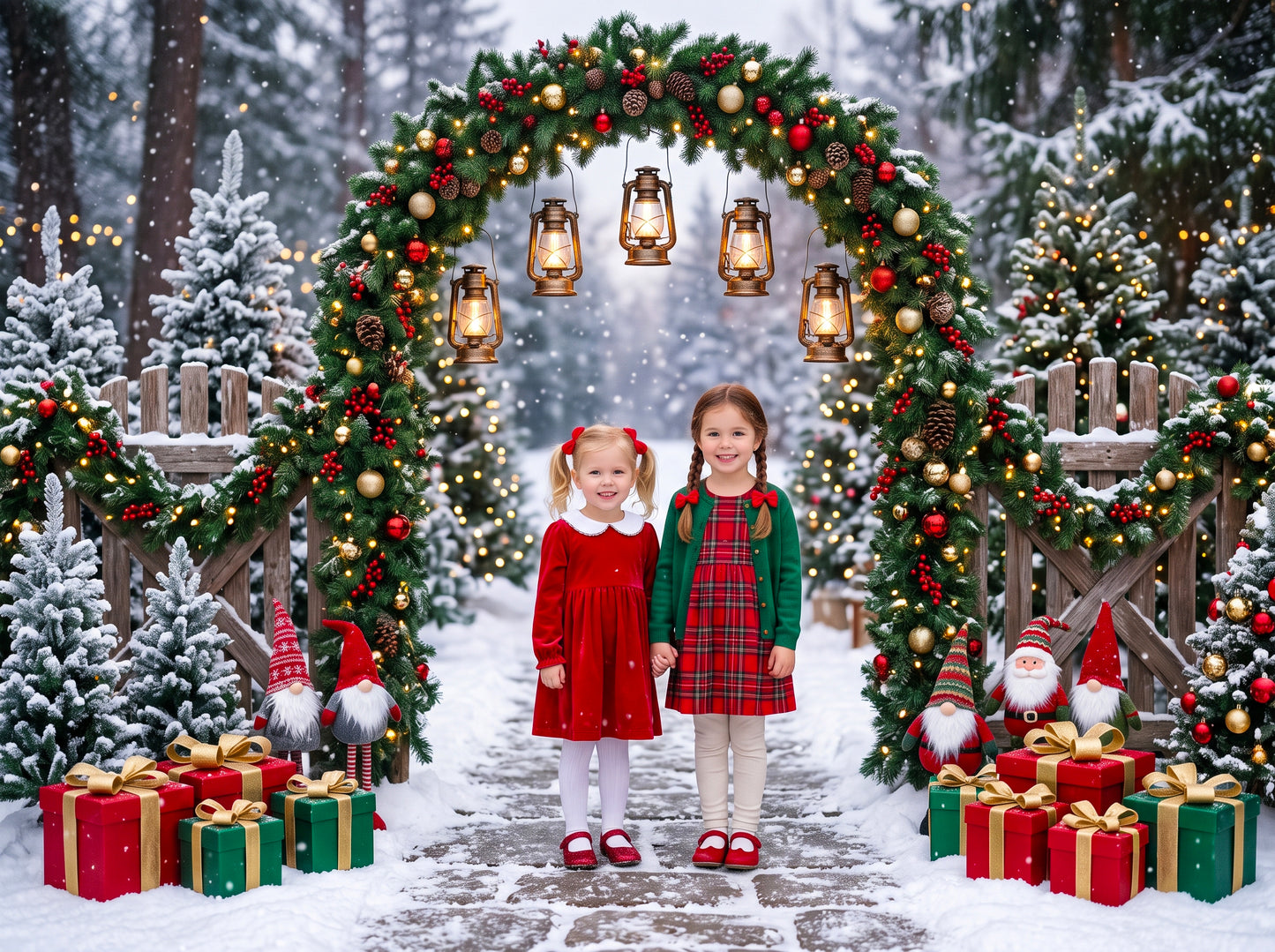 Cenários digitais coloridos de Natal, conjunto de cenários de Natal