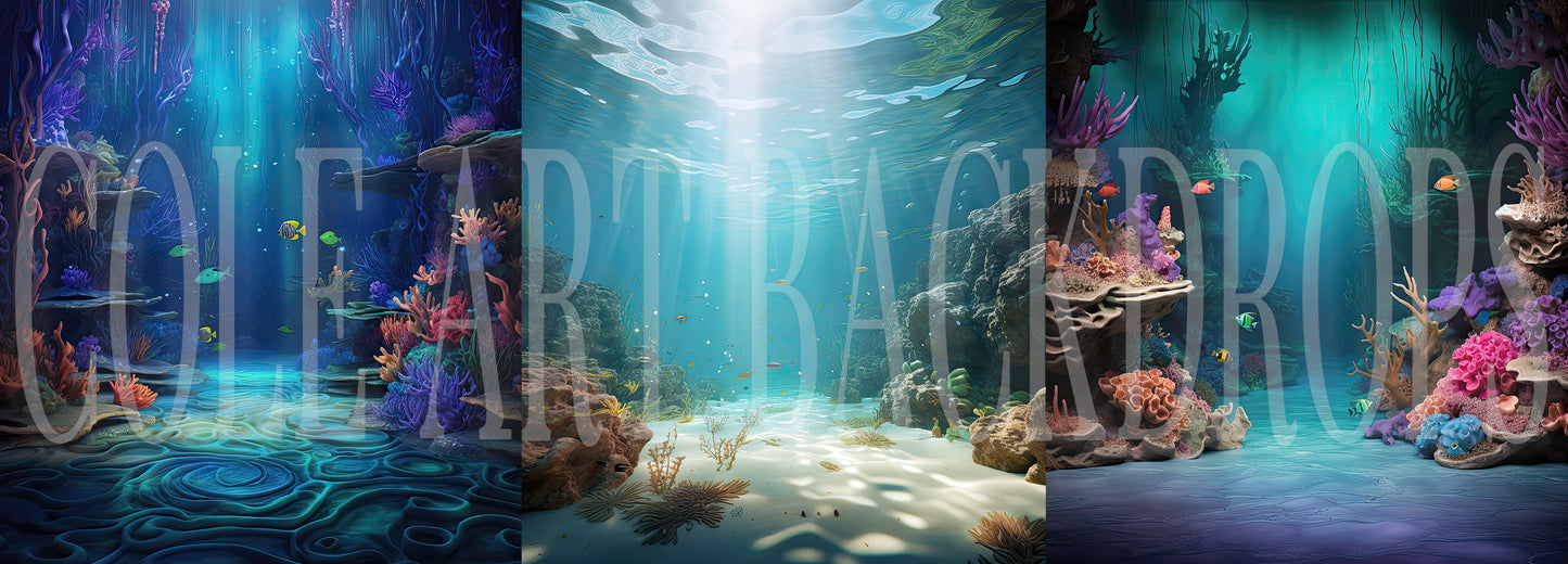 Under The Sea Set Digital Backdrops, Maternity Backdrop Overlays, Studio Backdrop Overlays, Fine Art Textures, Photoshop Overlays