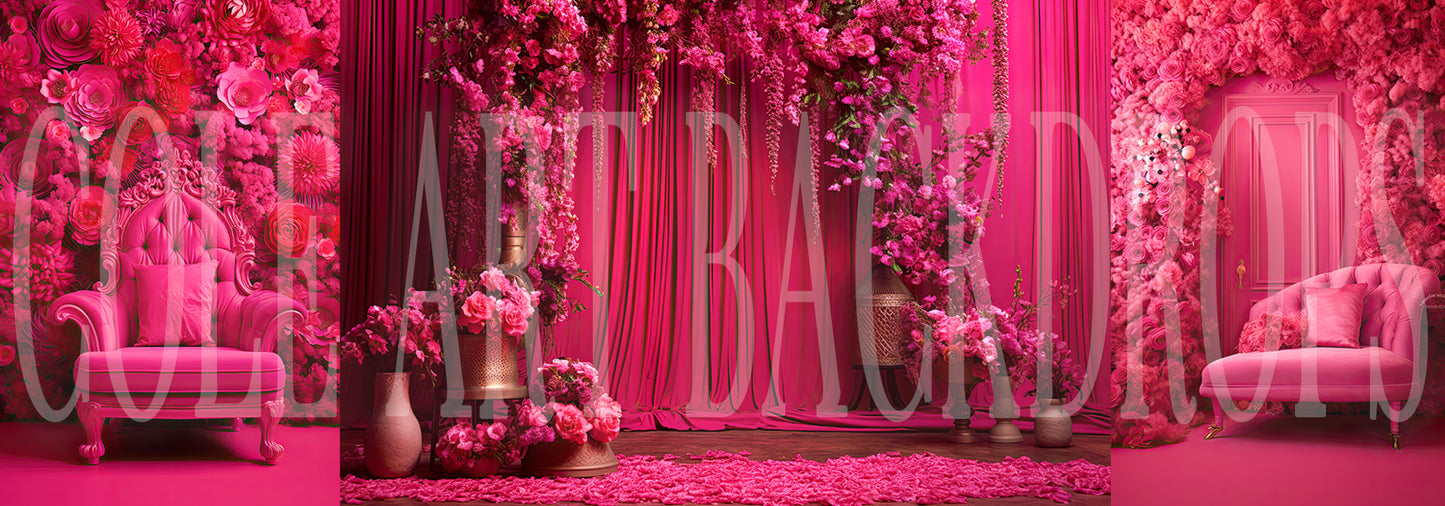 Hot Pink Florals Set Digital Backdrops, Maternity Backgrounds, Studio Backdrop Textures, Fine Art Textures, Photoshop Textures