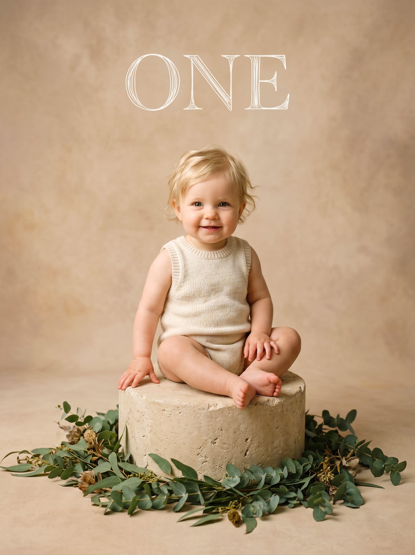 Birthday Beige Podium Set Newborn Digital Backdrops, Birthday Baby Backdrop