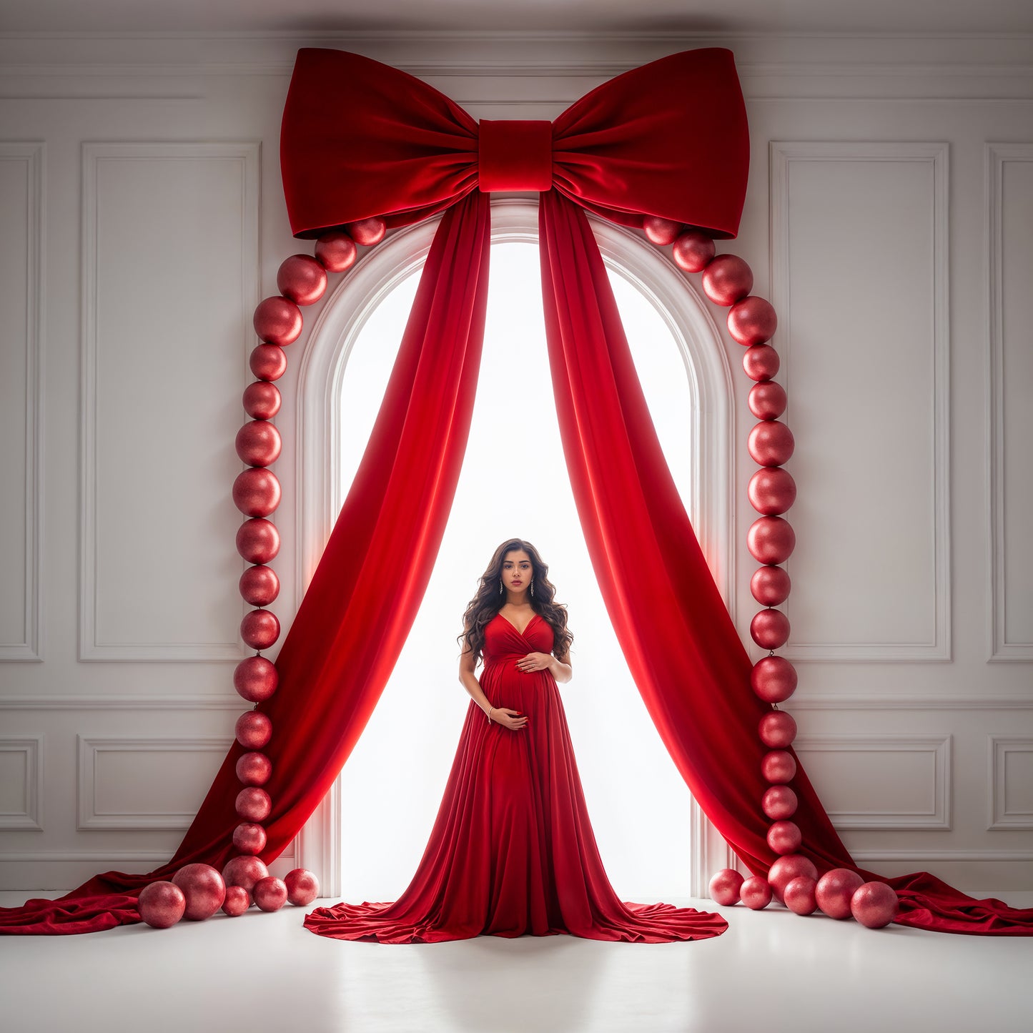 Pearly Bead Bows Digital Backdrops Set