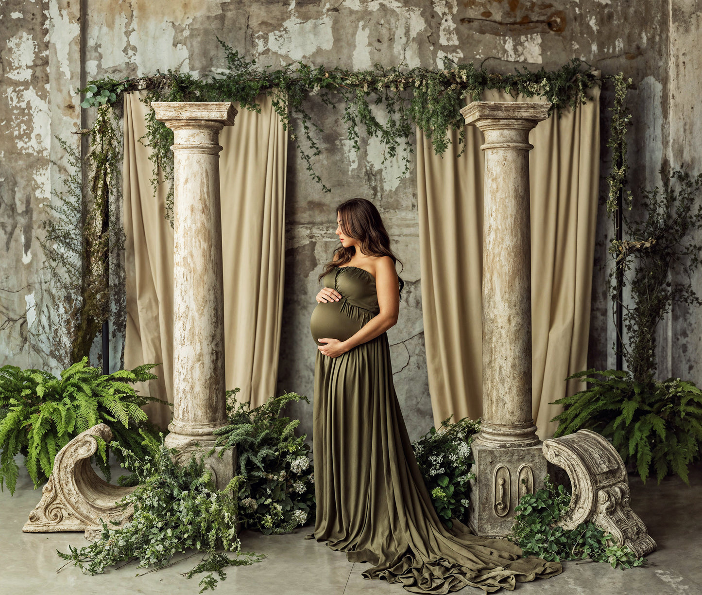 Green Lush Greek Digital Backdrop Set