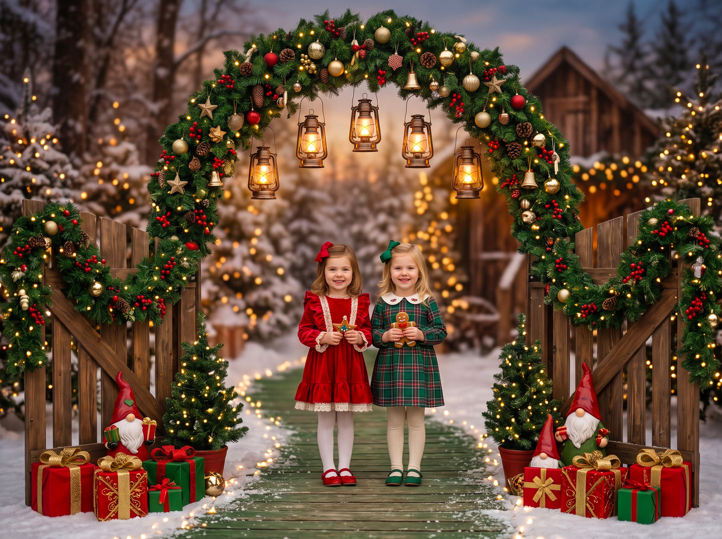 Cenários digitais coloridos de Natal, conjunto de cenários de Natal