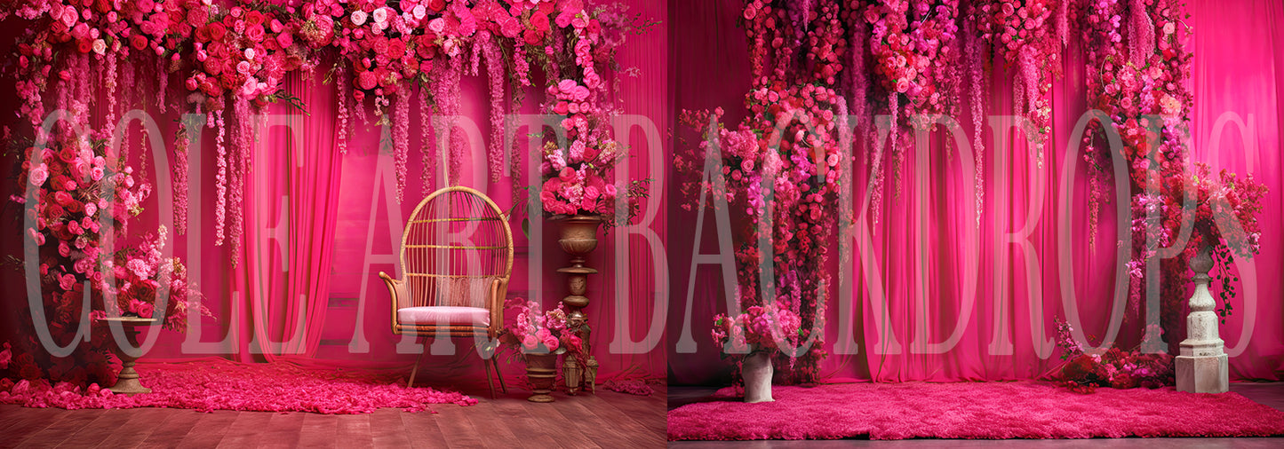 Hot Pink Florals Set Digital Backdrops, Maternity Backgrounds, Studio Backdrop Textures, Fine Art Textures, Photoshop Textures