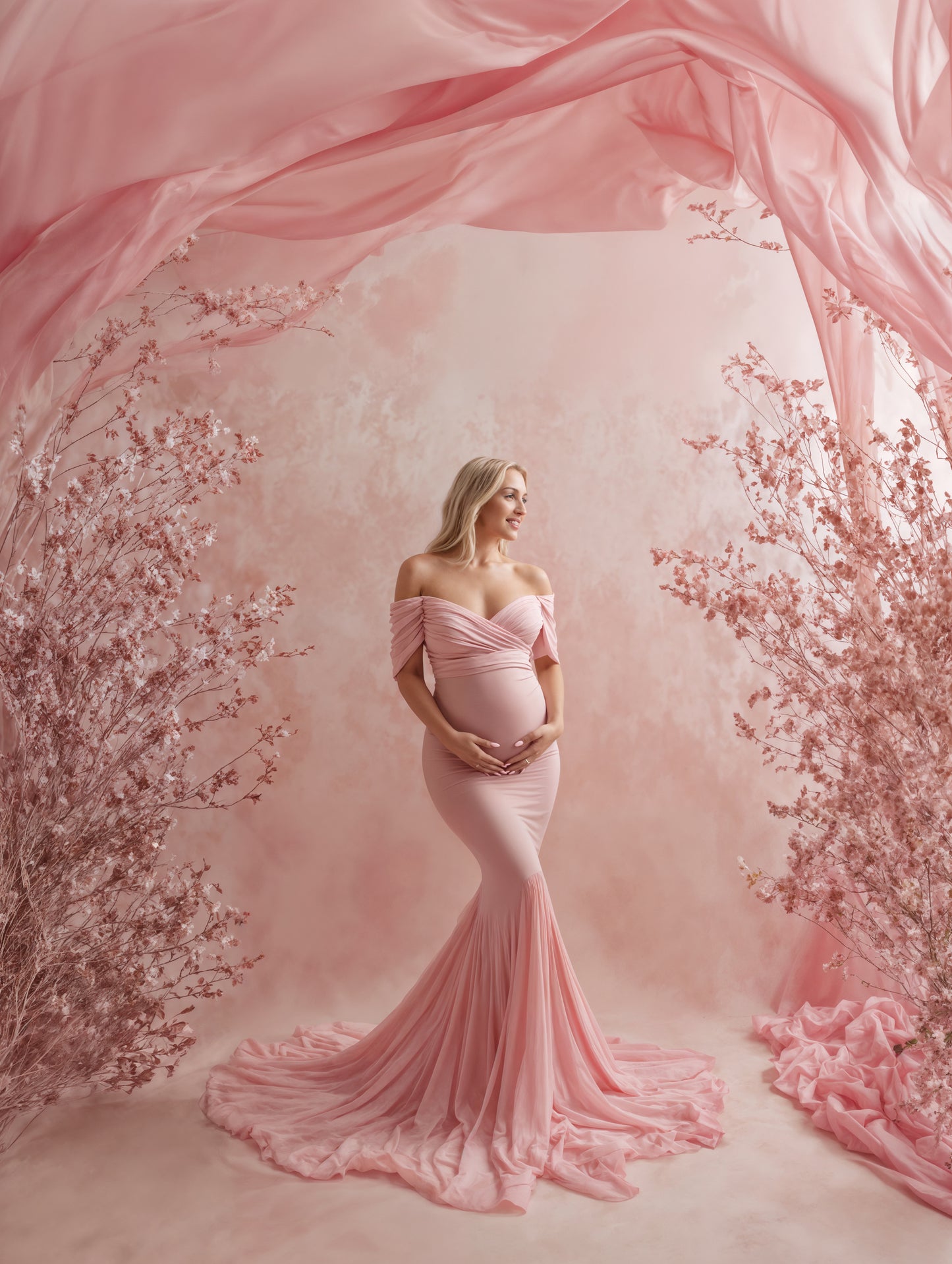 Pink Drapes Digital Backdrop Set