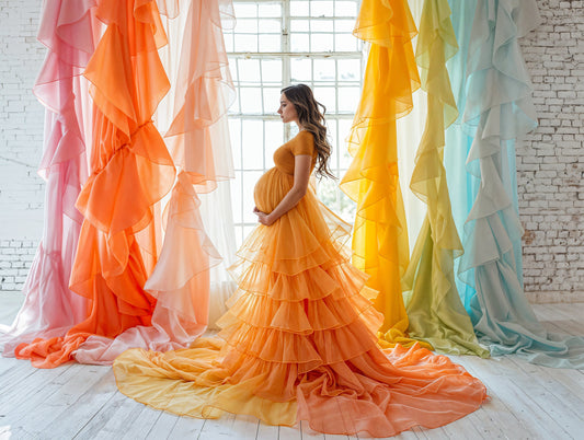 Conjunto de fondo digital con cortinas coloridas