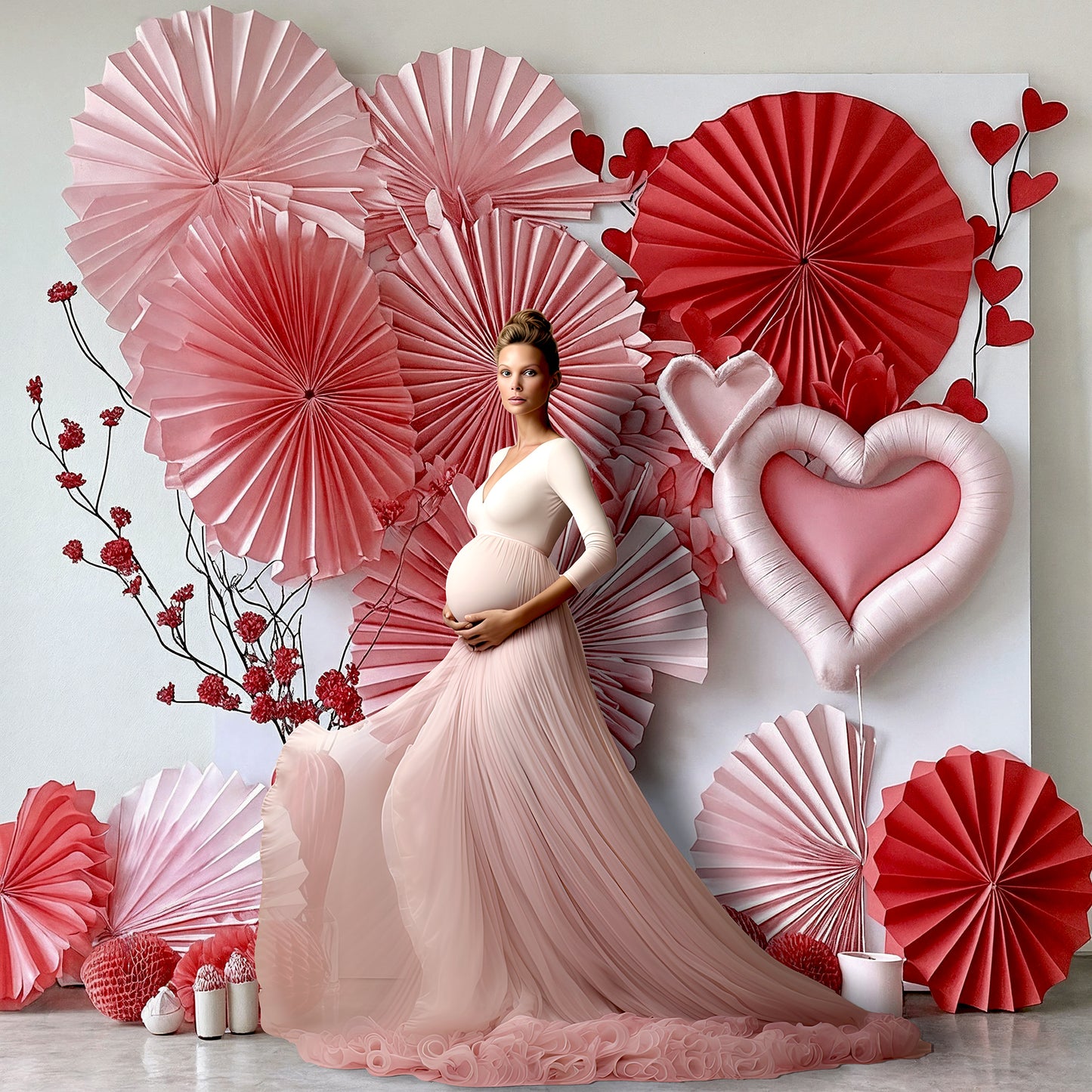 Red Heart Special Set Digital Backdrops, Maternity Backdrops, Studio Backdrops, Digital Backgrounds