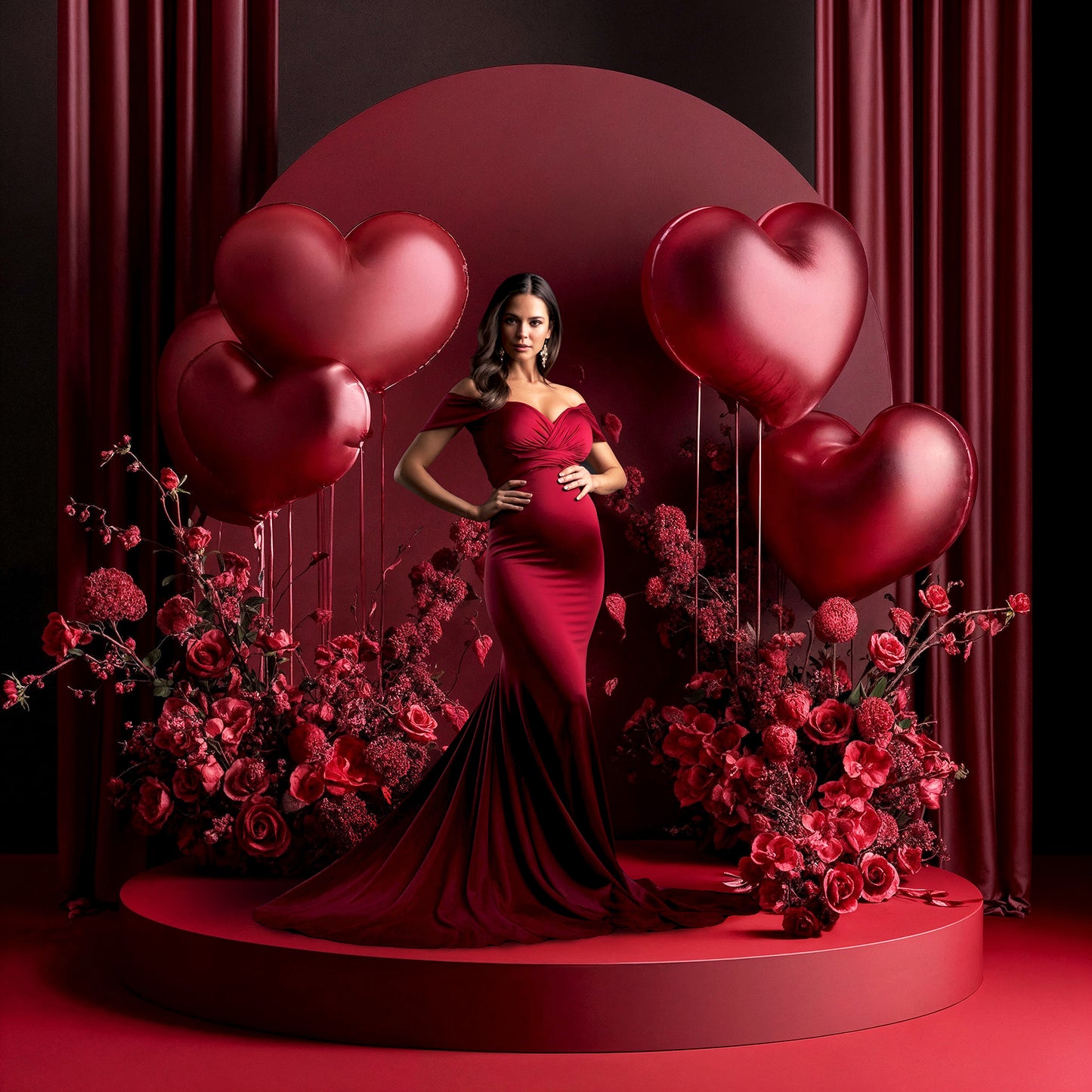 Podium of Hearts Set Digital Backdrops, Maternity Backdrops, Studio Backdrops, Digital Backgrounds