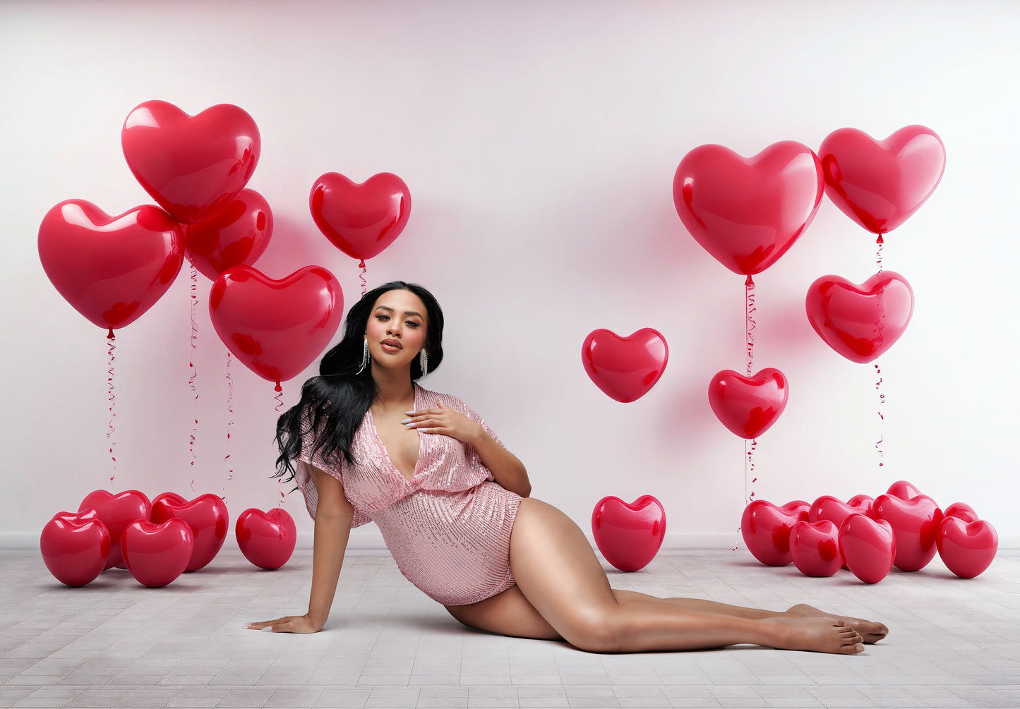 Valentine Balloon Hearts Set Digital Backdrops, Maternity Backdrops, Studio Backdrops, Digital Backgrounds