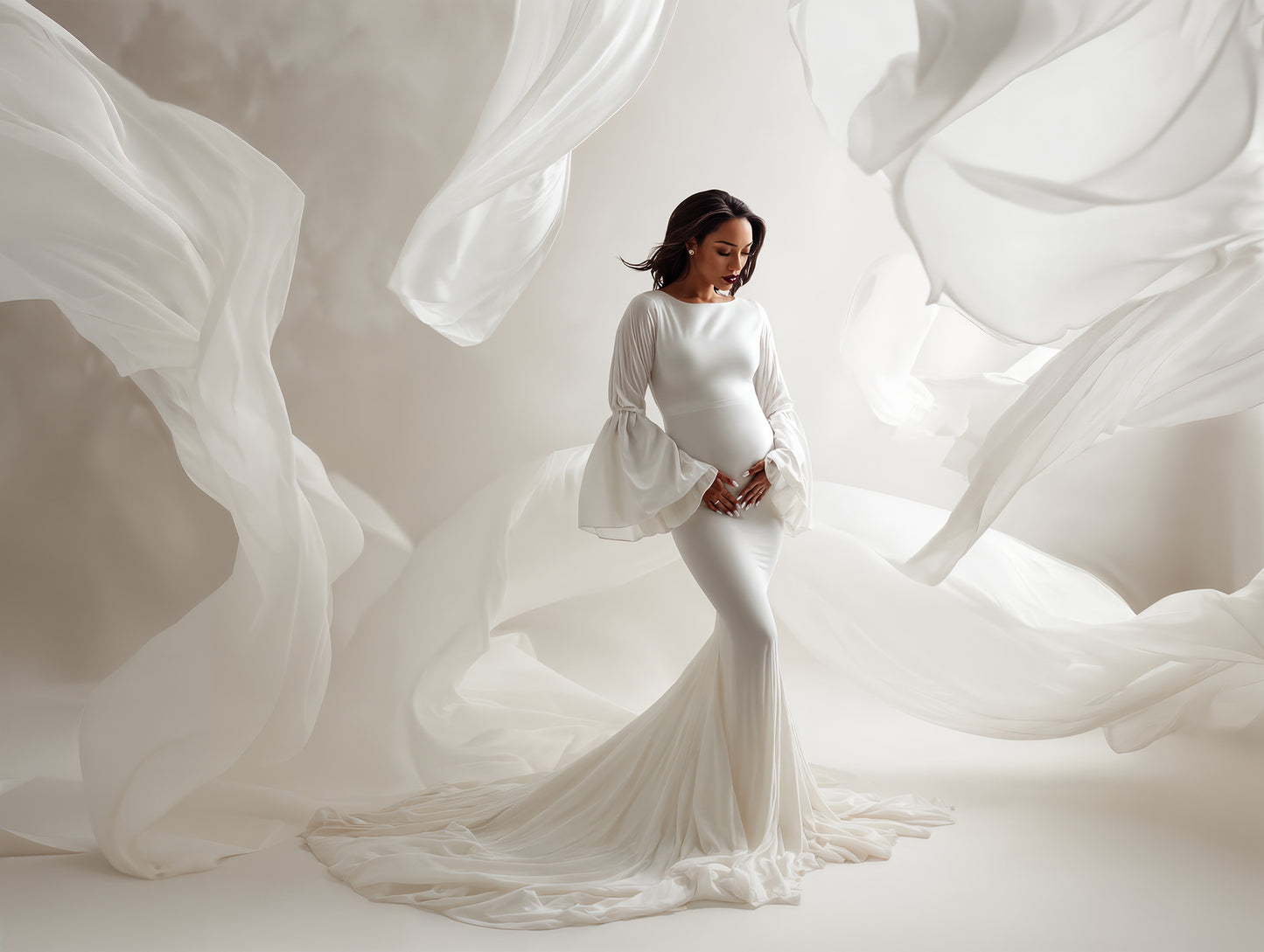 White Drapes Digital Backdrop Set