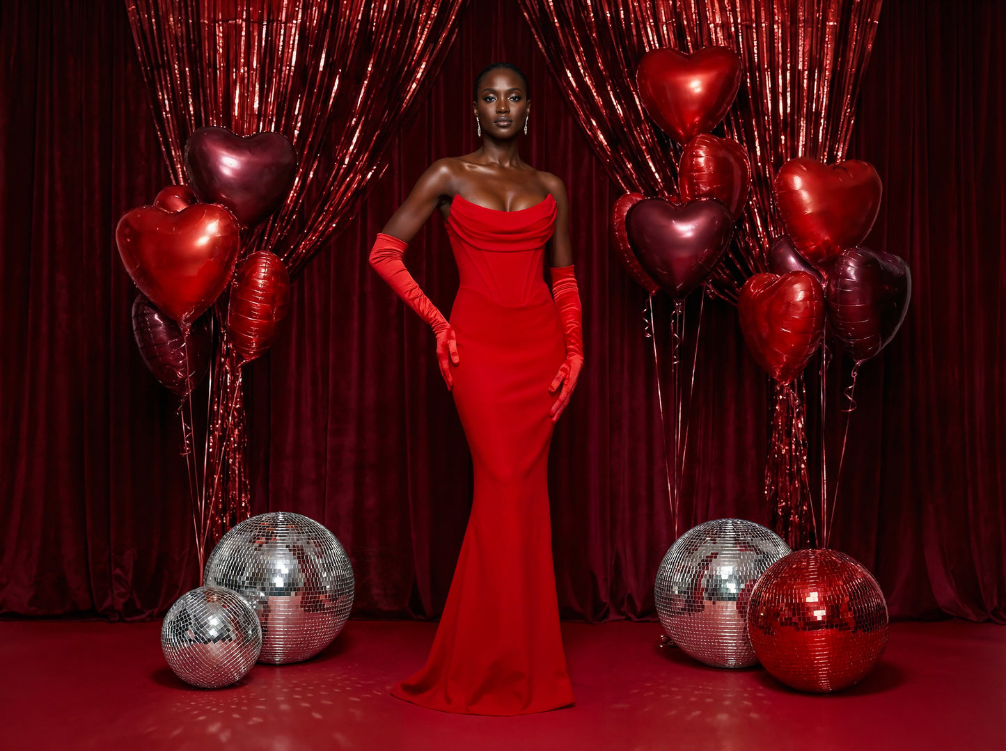 V Day Gal Digital Backdrop Set