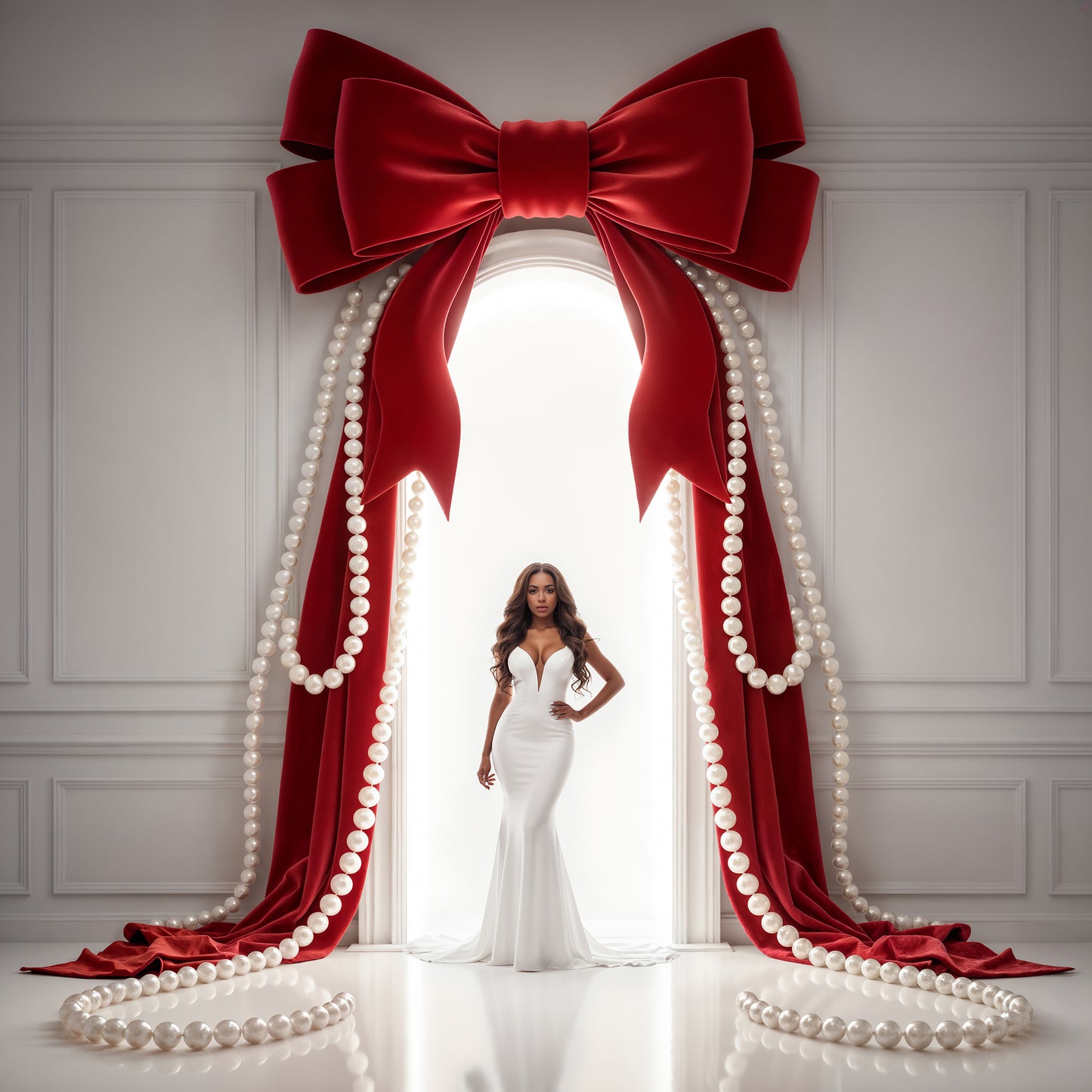 Pearly Bead Bows Digital Backdrops Set