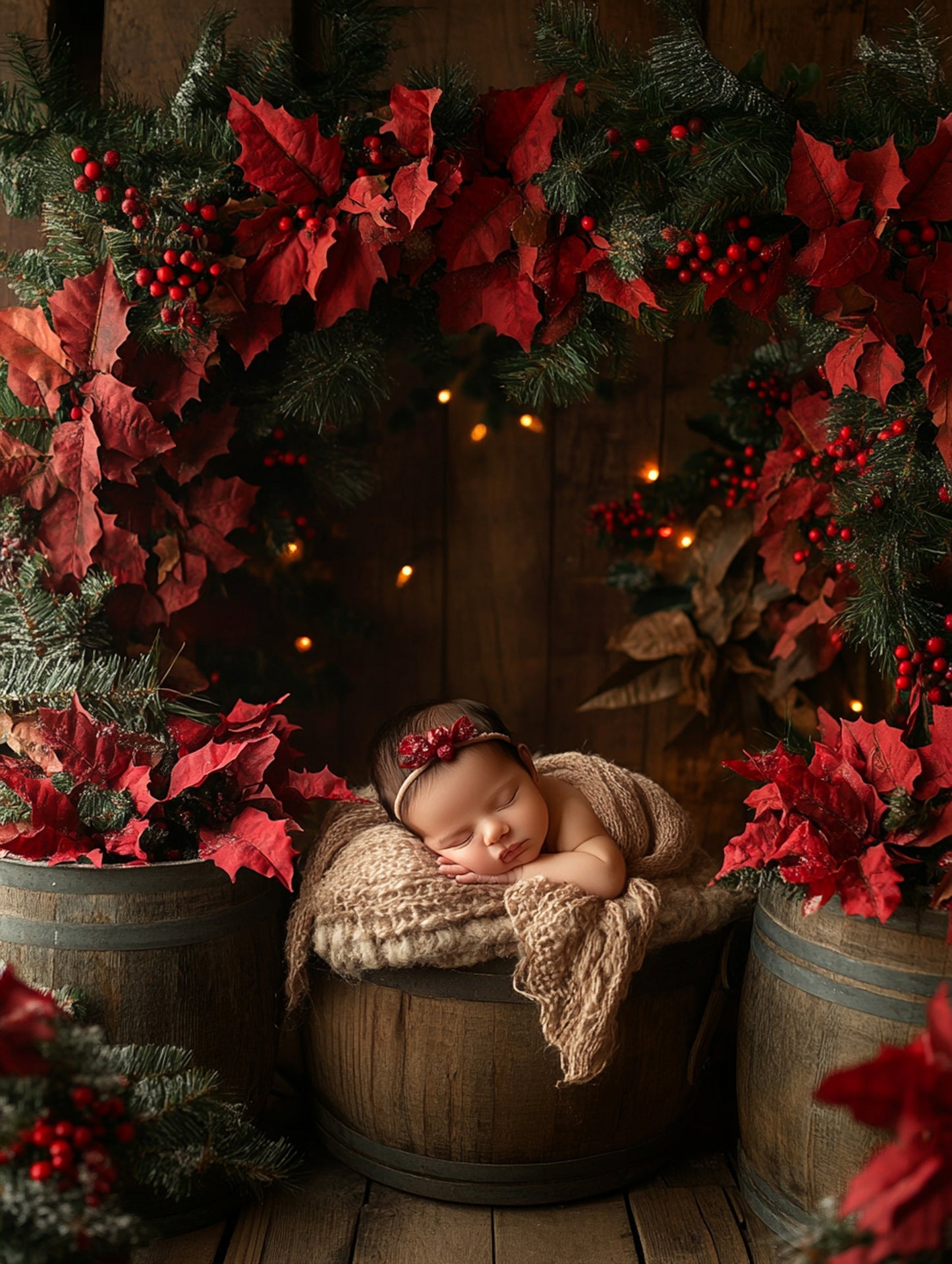 Baby Poinsettia Digital Background, Newborn Backdrops Set