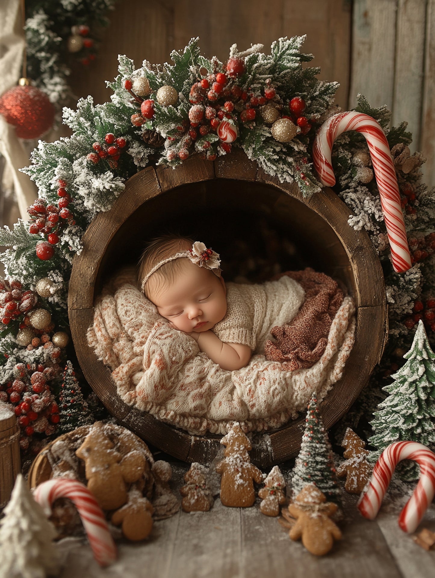 Candy Cane Baby Digital Background, Newborn Backdrops Set