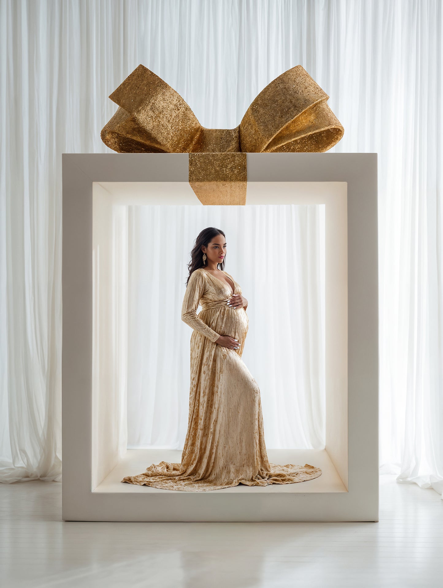 Bow Box Christmas Digital Backdrops Set