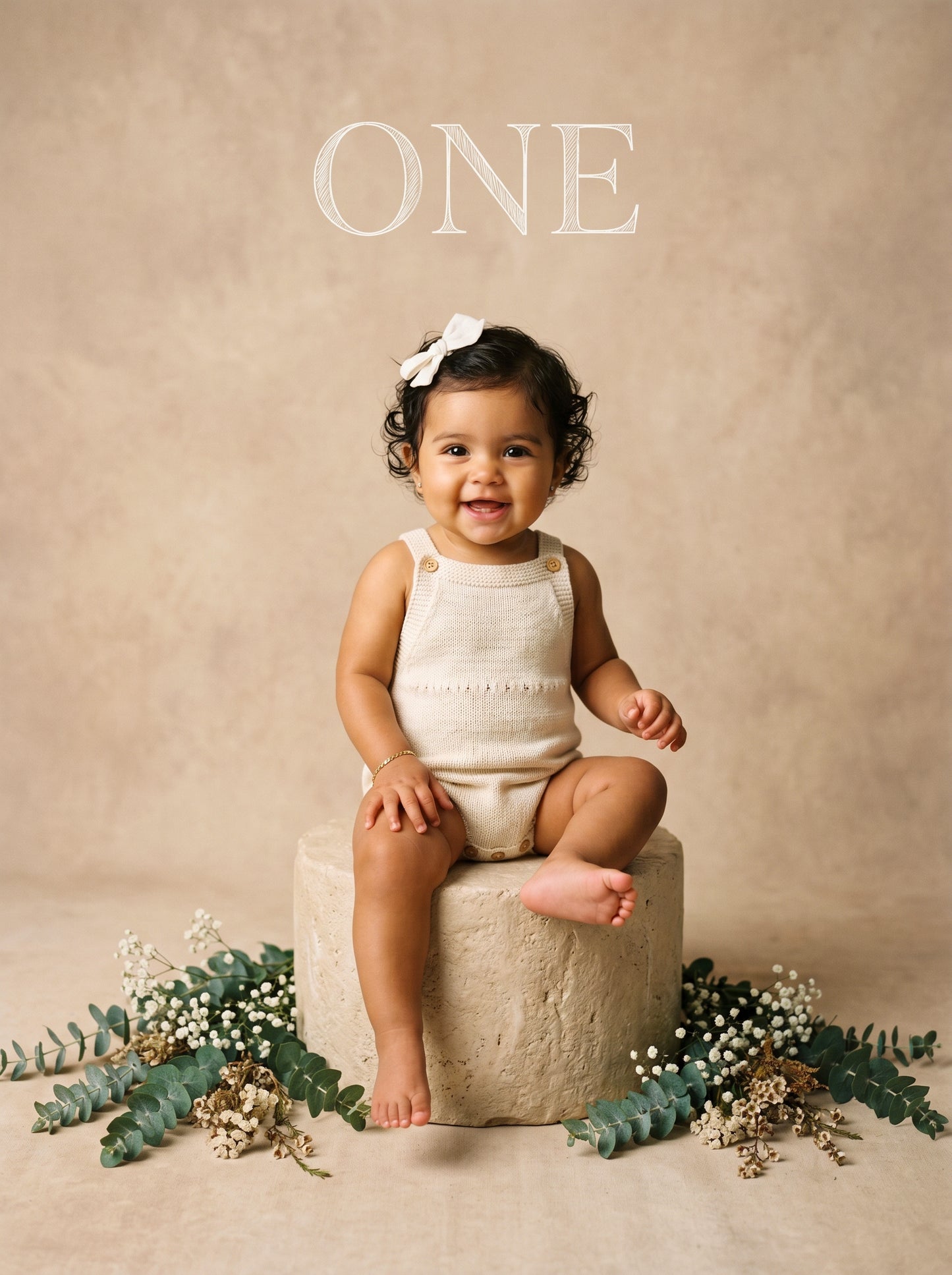 Birthday Beige Podium Set Newborn Digital Backdrops, Birthday Baby Backdrop
