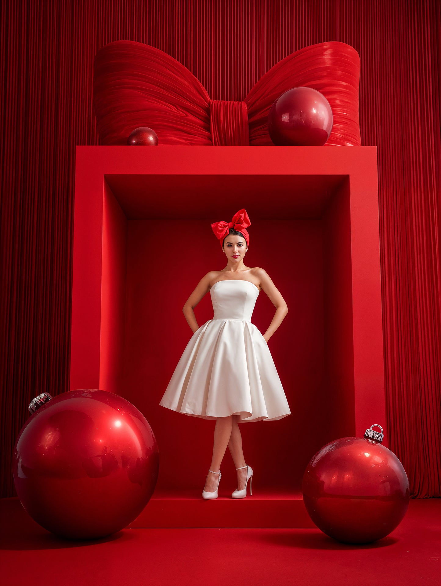 Bow Box Christmas Digital Backdrops Set