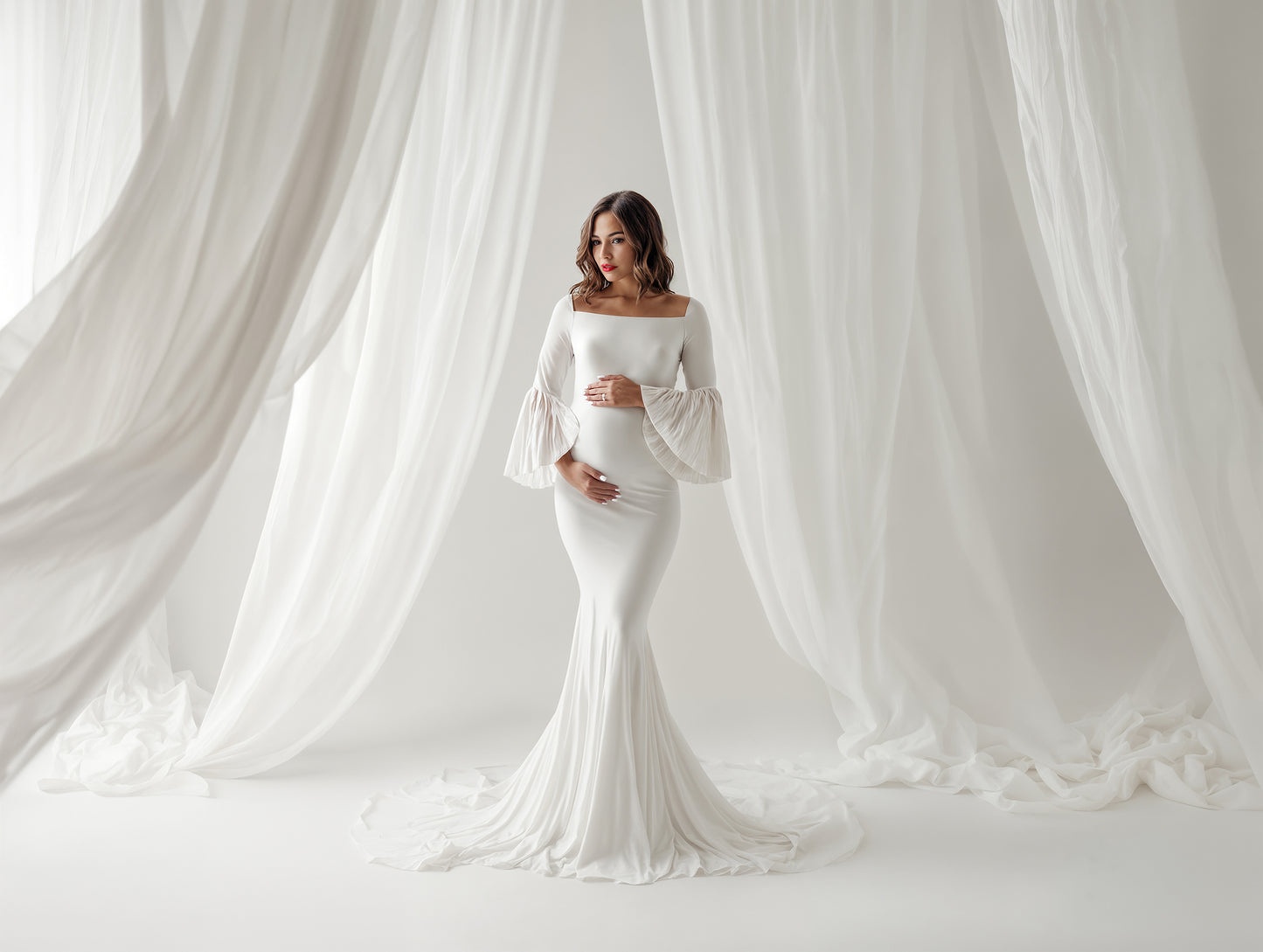 White Drapes Digital Backdrop Set