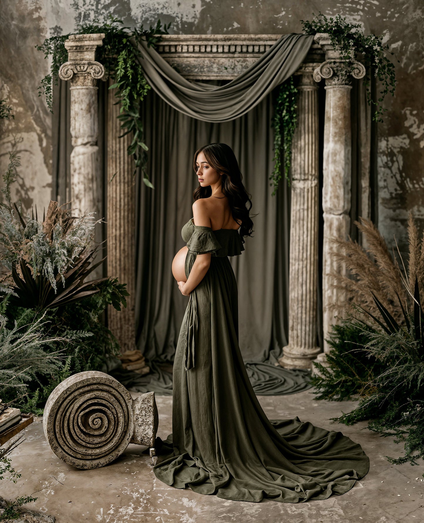 Green Lush Greek Digital Backdrop Set