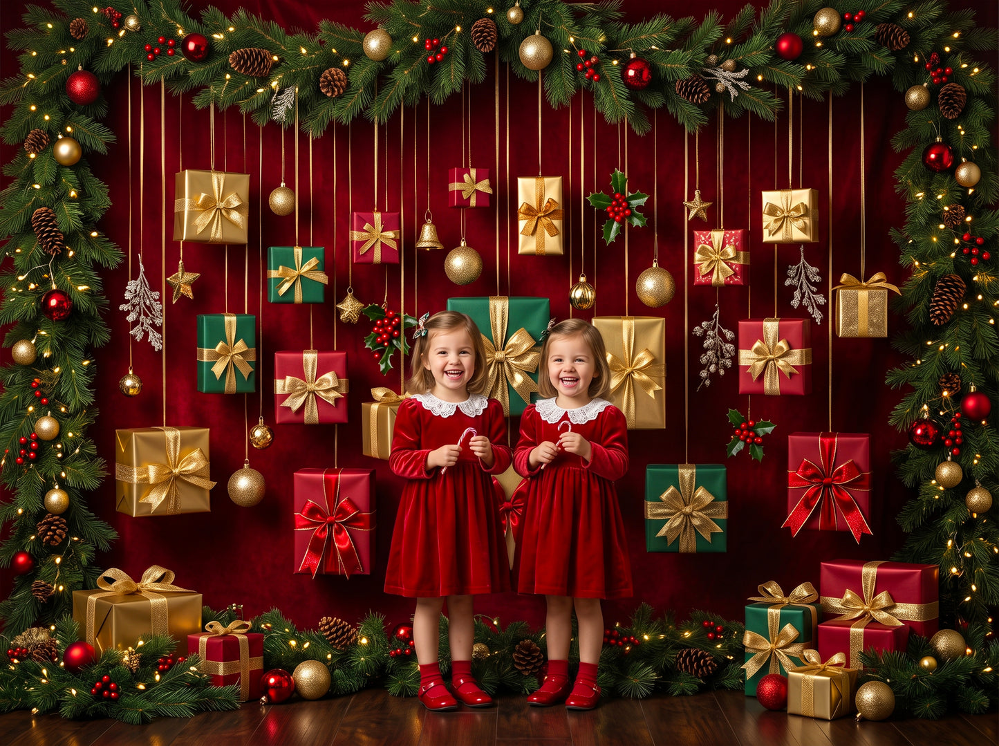 Cenários digitais coloridos de Natal, conjunto de cenários de Natal