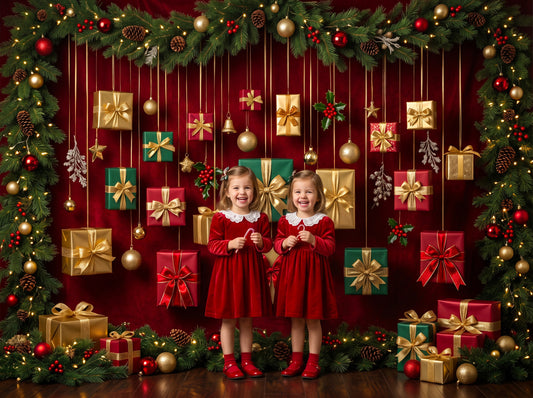 Whimsy Kids Christmas Digital Backdrops, Christmas Backdrops Set