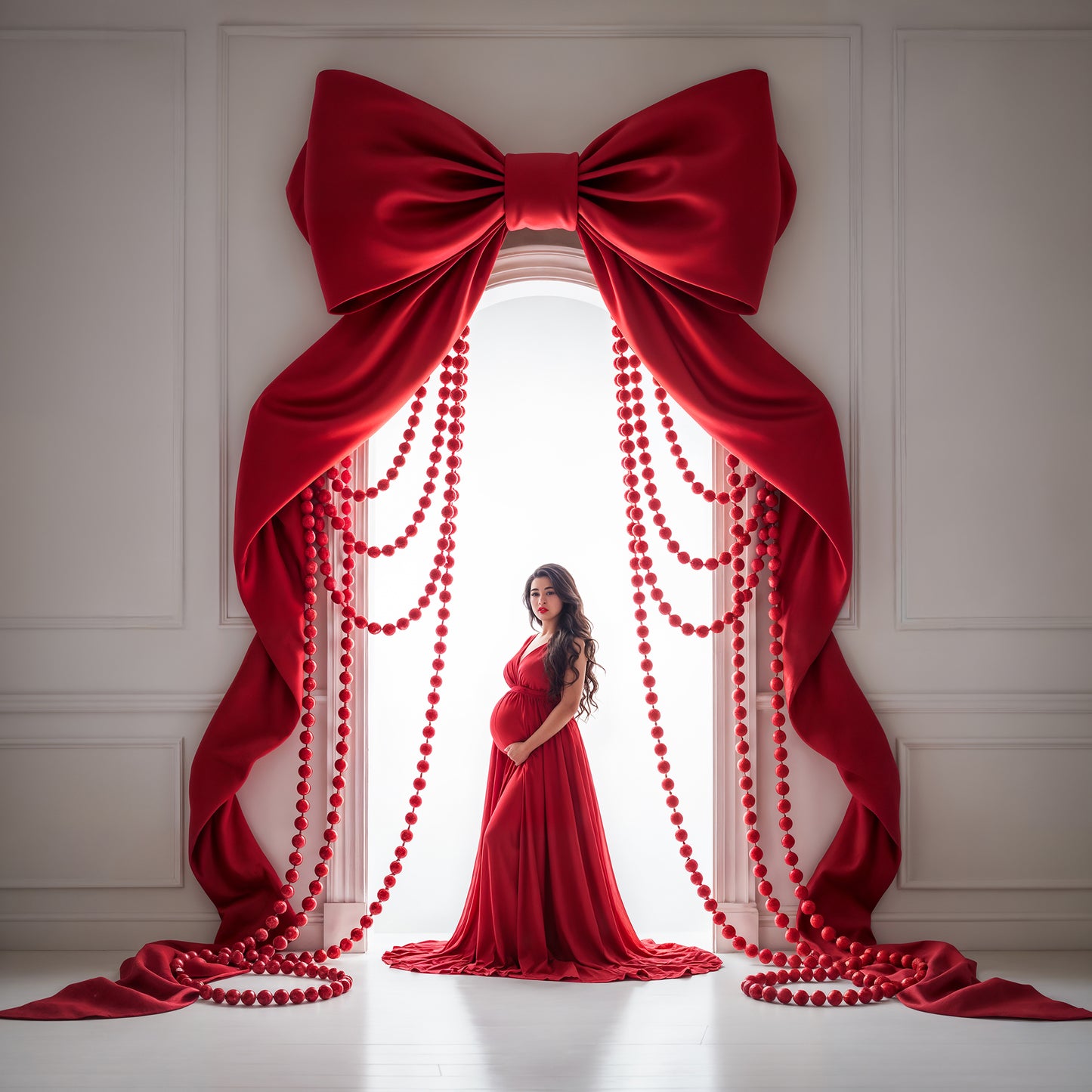 Pearly Bead Bows Digital Backdrops Set