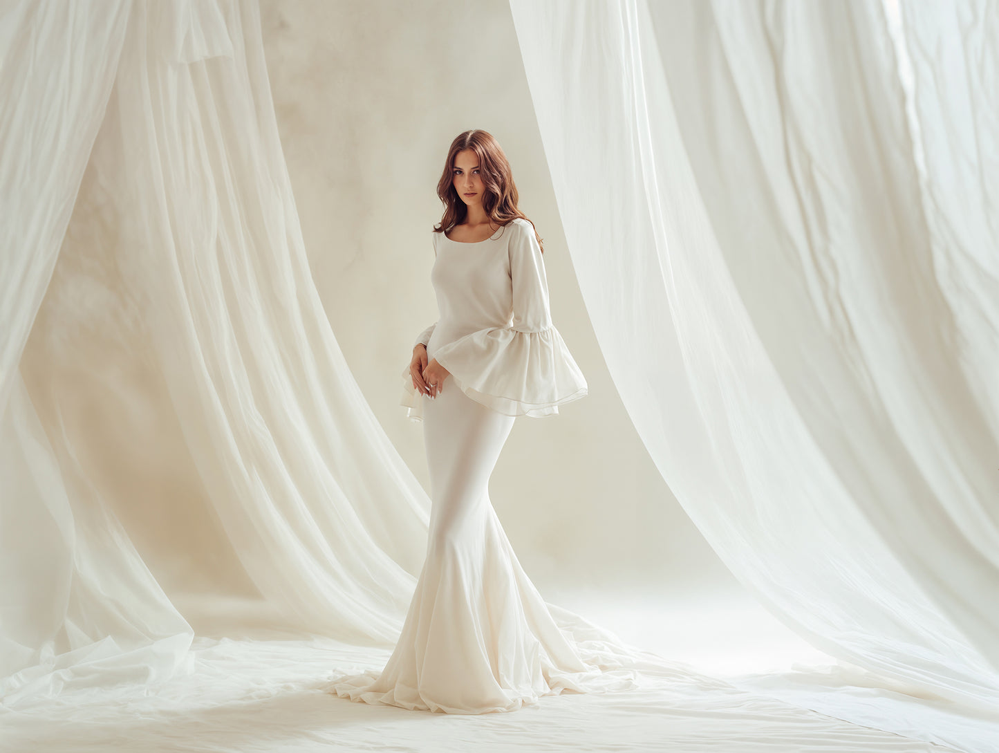 White Drapes Digital Backdrop Set