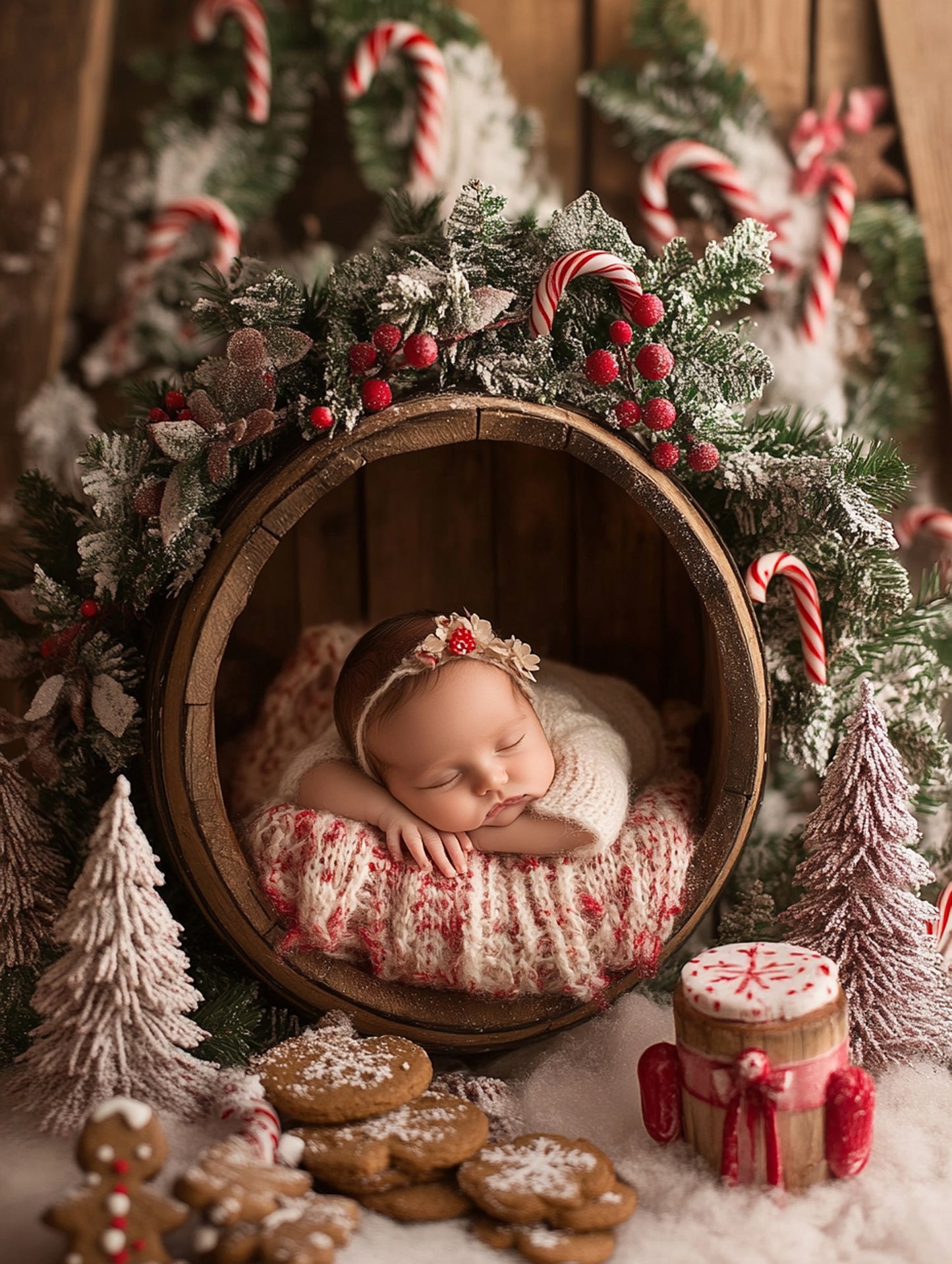 Candy Cane Baby Digital Background, Newborn Backdrops Set