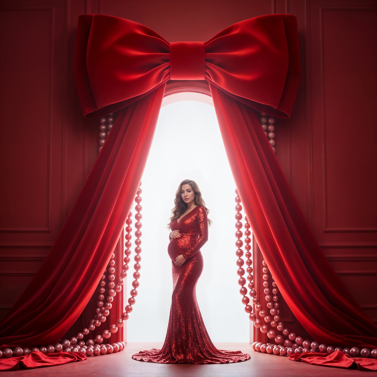 Pearly Bead Bows Digital Backdrops Set