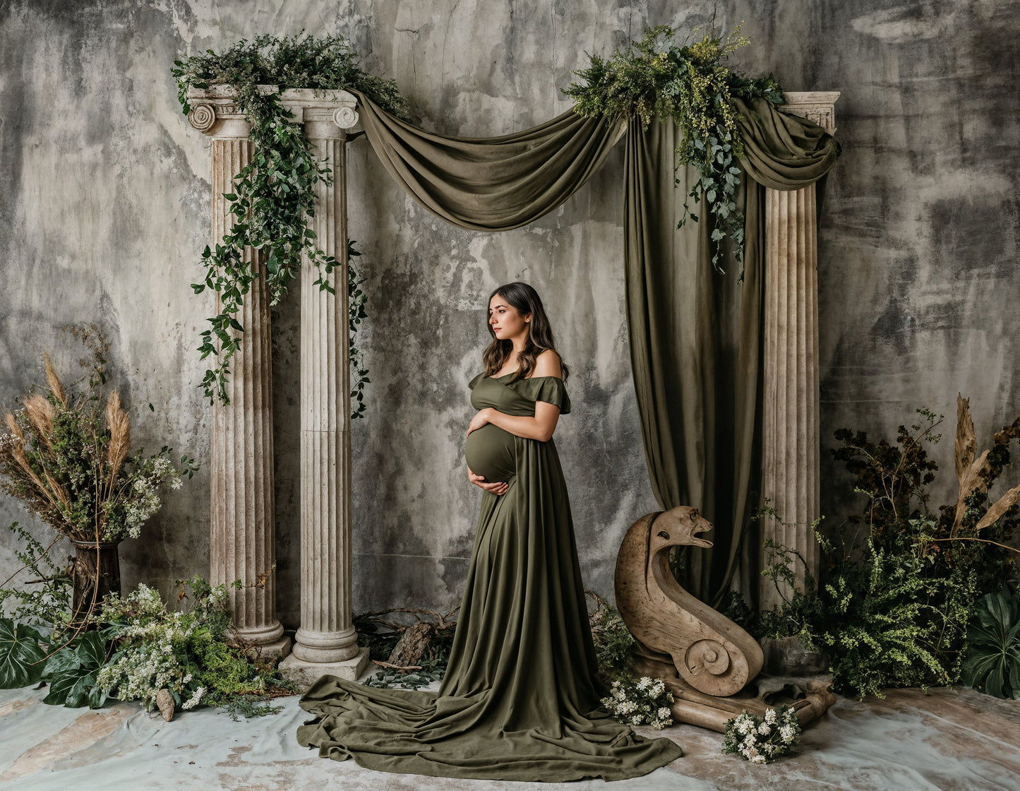 Green Lush Greek Digital Backdrop Set