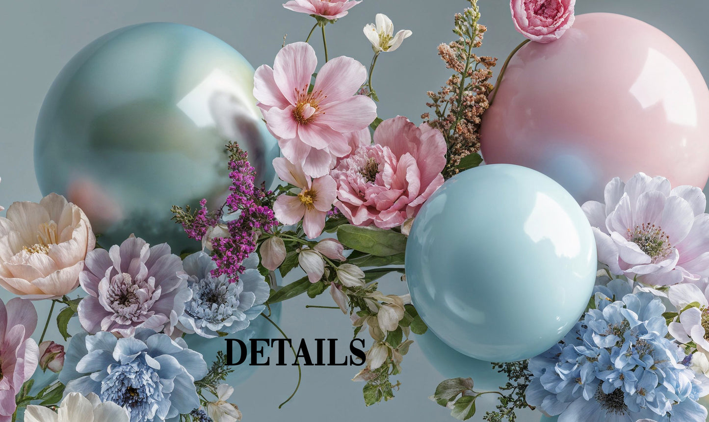 Sweet Balloon Floral Arch Digital Backdrop Set