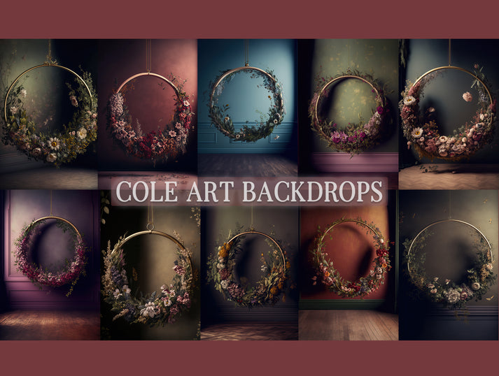 Hanging Floral Halos Set ONE Digital Backdrops, Maternity Backgrounds ...